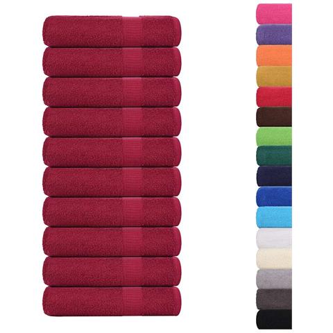 Asciugamani 10 Pz Bordò 50x100 Cm 360 G/m 100% Cotone - Foto 2