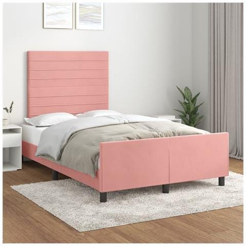 Giroletto Senza Materasso Rosa 120x190 Cm Velluto - Foto 1