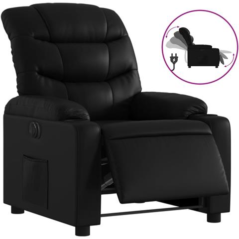 Poltrona Reclinabile Elettrica Nera In Similpelle - Foto 2