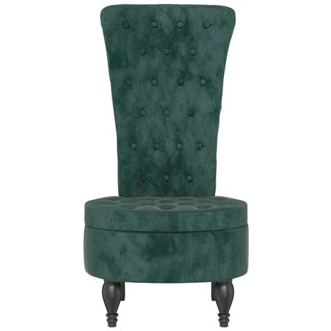 Sedia Schienale Alto Design Con Bottoni In Velluto Verde Scuro - Foto 3