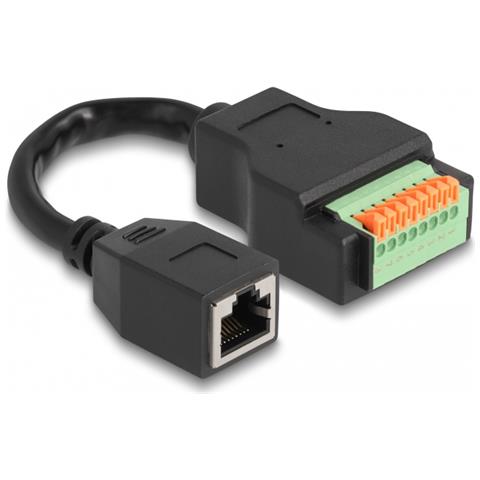 Cavo RJ45 Cat. 5e femmina per adattatore morsettiera con pulsante da 15 cm - Foto 1