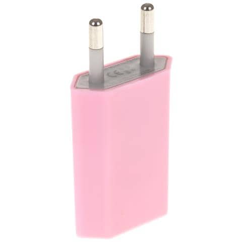 Adattatore Usb Per Ricarica Da Parete Rettangolare 3x1x4 Cm. Colore Rosa - Foto 1