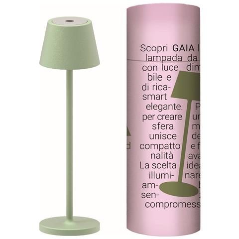 Lampada Da Tavolo Ricaricabile Gaia - Verde - Metallo - 7,5x7,5x27 Cm - Foto 2