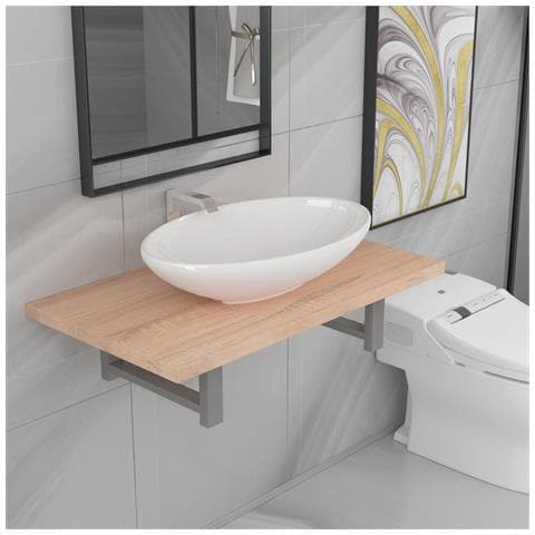 Set Mobili Da Bagno 2 Pz Ceramica Rovere - Foto 8