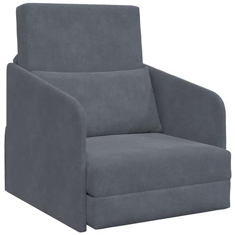 Divano Letto Pieghevole 2-in-1 Grigio Scuro 65x80x83 cm Velluto - Foto 1