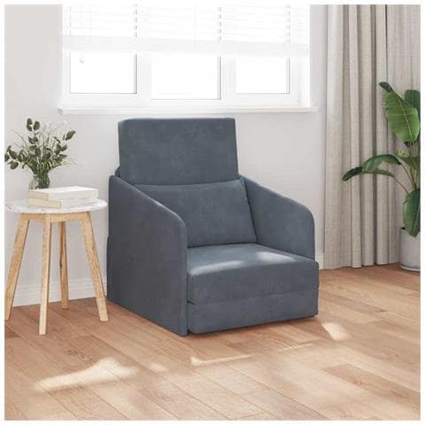 Divano Letto Pieghevole 2-in-1 Grigio Scuro 65x80x83 cm Velluto - Foto 2