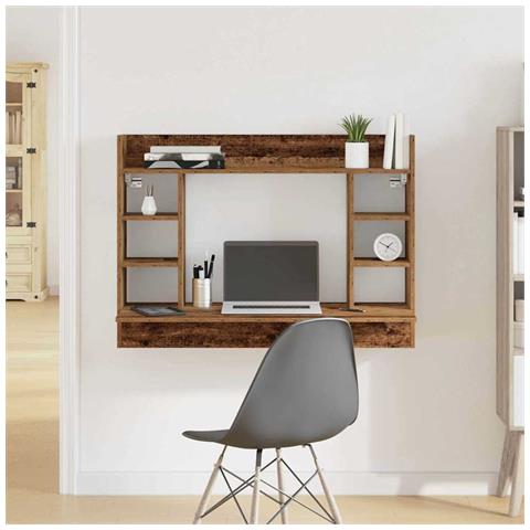Scrivania a Parete Rovere Antico 105x48x75 cm Legno ingegnerizzato - Foto 2