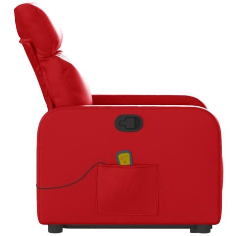 Poltrona Alzapersona Reclinabile Massaggio Rosso in Similpelle - Foto 9
