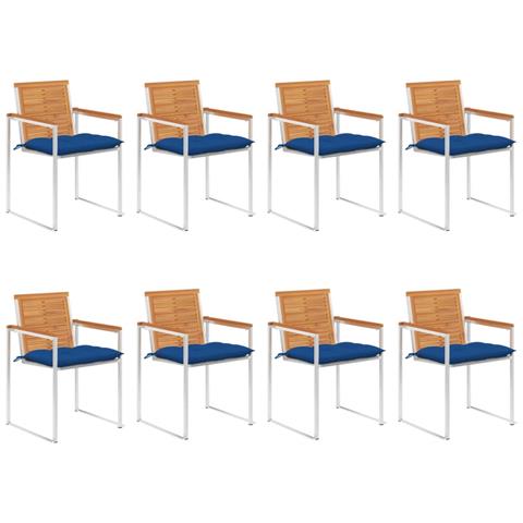 Sedie da Giardino con Cuscini 8 pz in Legno Massello di Acacia - Foto 1