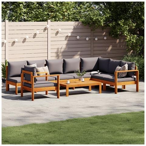 Set Divano da Giardino 6 pz con Cuscini in Massello di Acacia - Foto 2