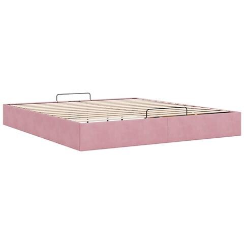 Struttura Letto Pouf senza Materasso Rosa 180x200 cm in Velluto - Foto 9