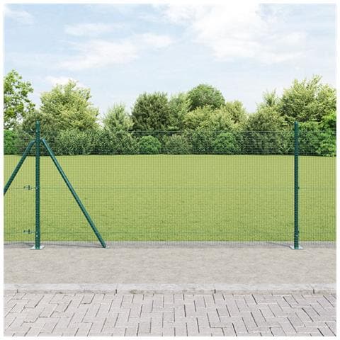 Recinzione in rete saldata con 13 pali flangiati Verde 0.8x50 m in acciaio - Foto 2