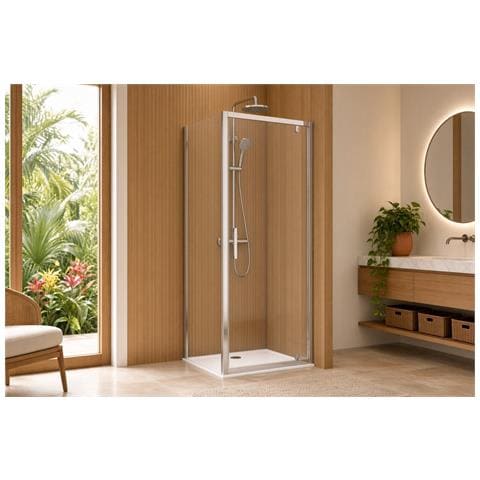 Box Doccia 2 Lati 70x80 Cm Fisso + Porta 1 Battente H195 Cm Viola Cromato - Foto 6