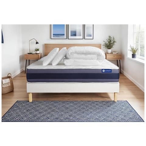 Pacchetto Letto Completo - Materasso 140x200cm + Box Spring Con Doghe (in Kit) + 2 Cuscini + Piumino - Actiflex Morpho - Foto 1