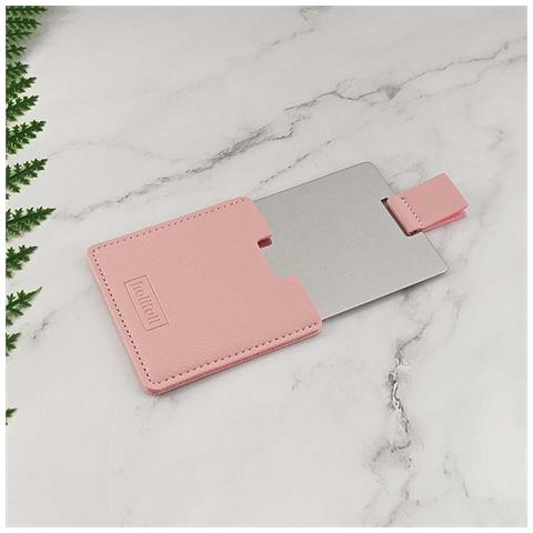 Specchietto Cosmetico Portatile In Acciaio Inossidabile Con Custodia In Pu Pink - Foto 5