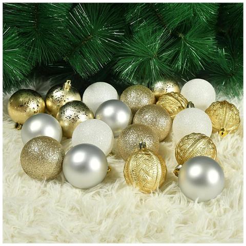 Palle Di Natale Con Ganci Infrangibili Oro Argento Bianco 6 Cm 20 Pz - Foto 5