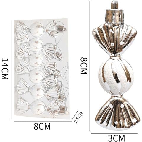Decorazioni Natalizie A Forma Di Caramella - Mini Caramelle Rotonde (confezione Da 6) Silver - Foto 1