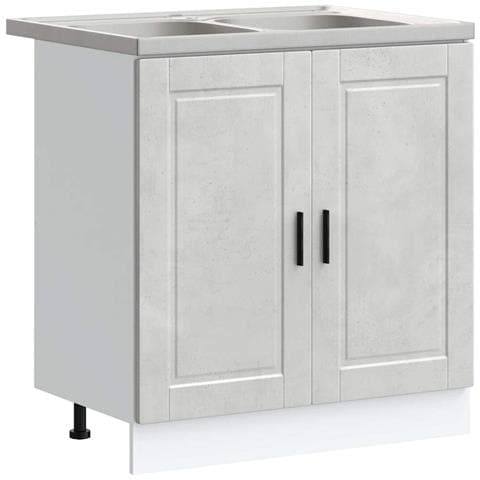 Mobiletto per lavabo Porto 2 pcs Grigio 80 x 46 x 84.5 cm - Foto 1