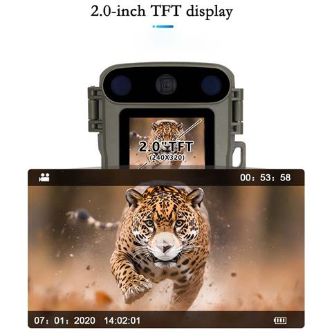 Mini Telecamera Da Caccia 1080p - Visione Notturna rarossi, Telecamera Da Esterno Impermeabile Per Monitoraggio Fauna Selvatica - Foto 2