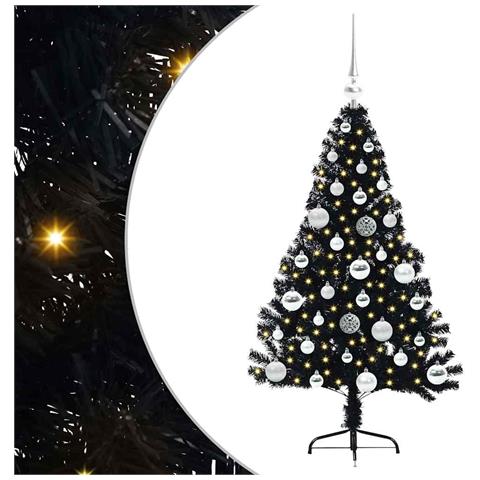 Albero di Natale artificiale con luci integrate Nero 120 cm PVC - Foto 1