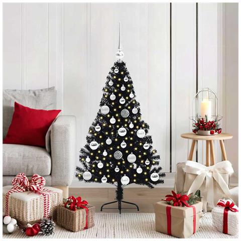 Albero di Natale artificiale con luci integrate Nero 120 cm PVC - Foto 2