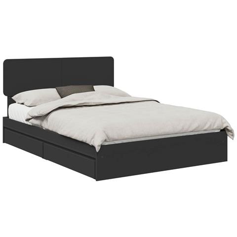 Letto con Contenitore Nero 140 x 190 cm Legno multistrato - Foto 1
