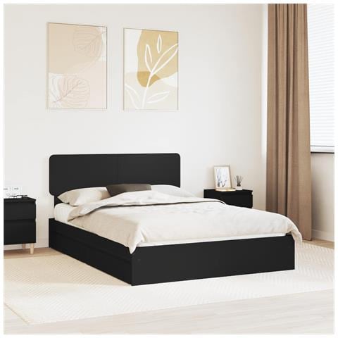 Letto con Contenitore Nero 140 x 190 cm Legno multistrato - Foto 2