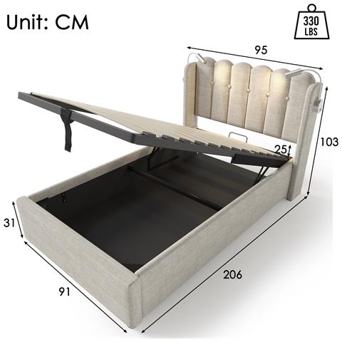 Letto Singolo In Lino Naturale Con Testiera A Griglia Rustica - Foto 3