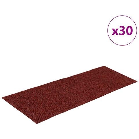 Tappetini per scale autoadesivi 30 pz 60x25 cm Bordeaux Rosso Rettangolari - Foto 1