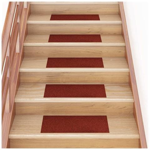 Tappetini per scale autoadesivi 30 pz 60x25 cm Bordeaux Rosso Rettangolari - Foto 2