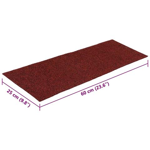 Tappetini per scale autoadesivi 30 pz 60x25 cm Bordeaux Rosso Rettangolari - Foto 8