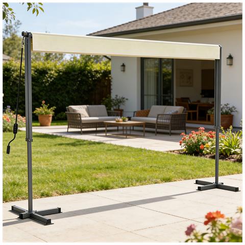 Iseo Tenda Da Sole A Doppia Falda Manuale 4 X 1,5/1,5 M Beige Idrorepellente - Foto 6