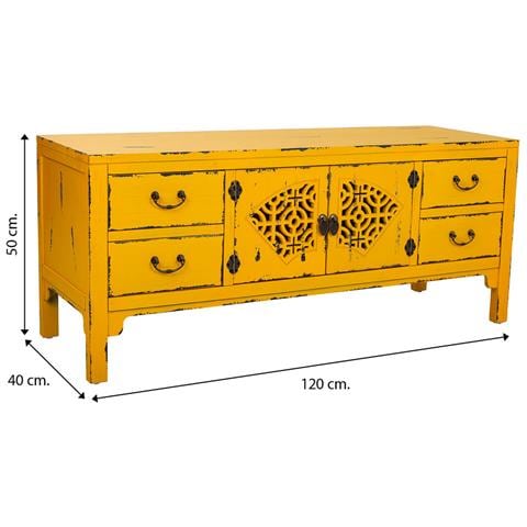 Credenza In Legno Gialla 120x40x50 - Foto 8