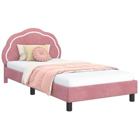 Struttura letto bambini con testata Rosa 80 x 200 cm Velluto - Foto 1