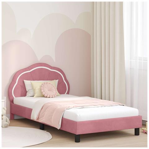 Struttura letto bambini con testata Rosa 80 x 200 cm Velluto - Foto 2