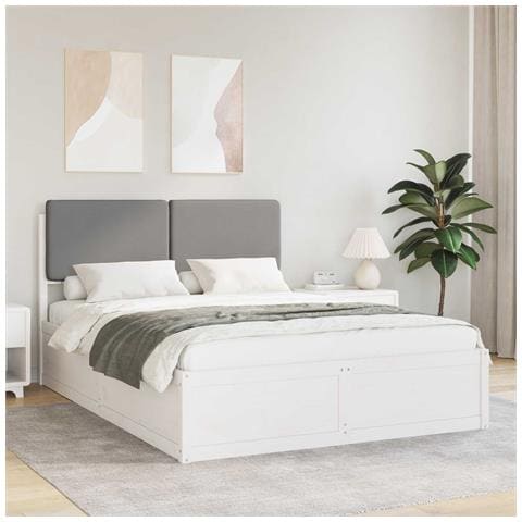 Letto con Testiera Rivestita Grigio chiaro 120 x 200 cm - Foto 2