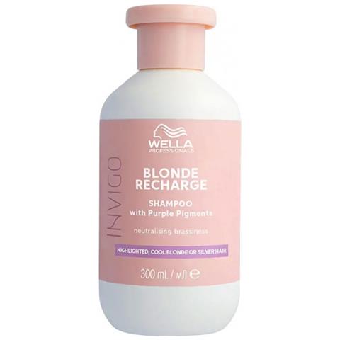 Shampoo Con Pigmento Viola Invigo Cool Blonde 300 Ml, Wella Recharge Pro, Rivitalizza E Protegge Il Colore Dei Capelli Biondi - Foto 1