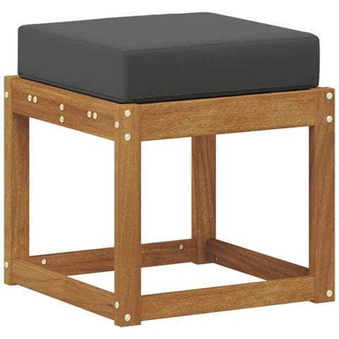 Panca Sgabello con cuscino Naturale e Antracite 43 x 43 x 37 cm - Foto 1