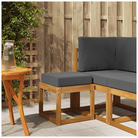 Panca Sgabello con cuscino Naturale e Antracite 43 x 43 x 37 cm - Foto 2