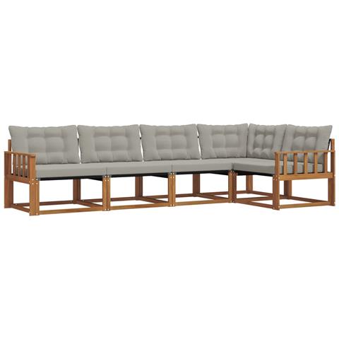 Set di divani da esterno 5 pcs Grigio Naturale e Chiaro - Foto 1
