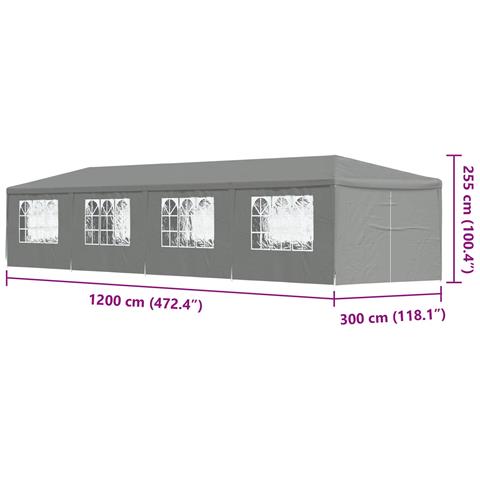 Tenda Party 1200 x 300 x 255 cm Grigio Chiaro PE e Acciaio - Foto 9