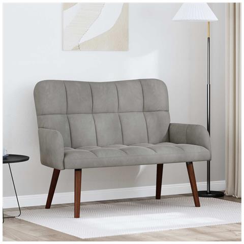 Sofa a Due Posti Grigio chiaro 115 x 61 x 87 cm Velluto - Foto 2