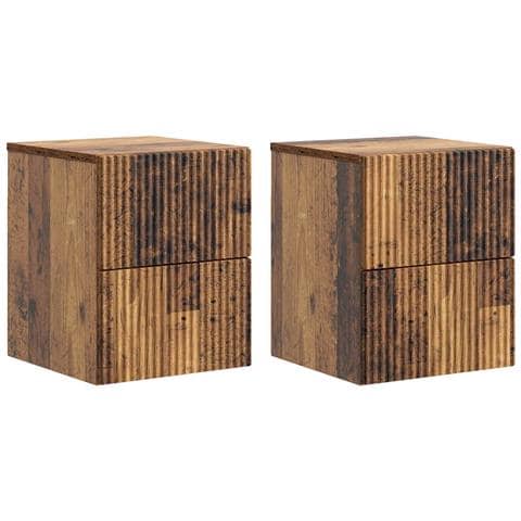 Mobiletto da notte a muro 2 pcs Legno antico 33 x 34,5 x 40 cm - Foto 1