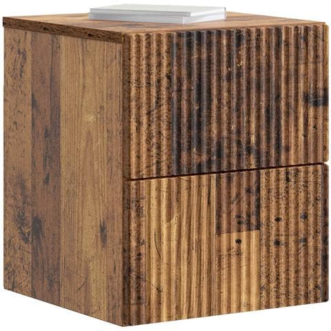 Mobiletto da notte a muro 2 pcs Legno antico 33 x 34,5 x 40 cm - Foto 2