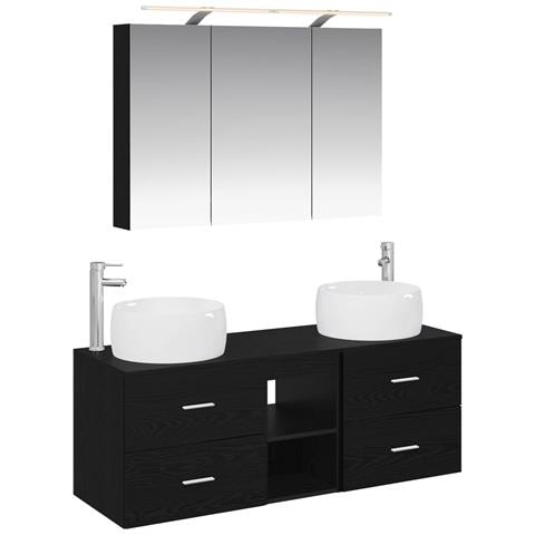 Set di mobili per il bagno 4 pcs Rovere Nero - Foto 1