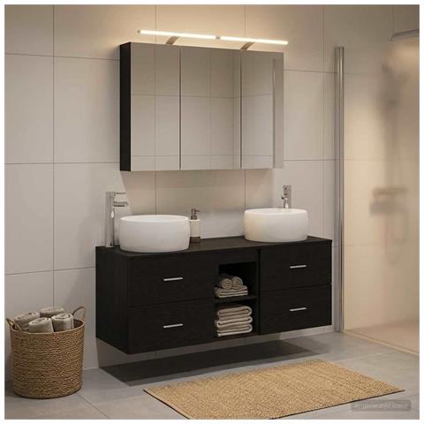 Set di mobili per il bagno 4 pcs Rovere Nero - Foto 2