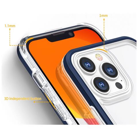 Custodia Trasparente 3in1 Per Iphone 13 Pro Con Bordo Blu E Copertura In Gel. - Foto 5