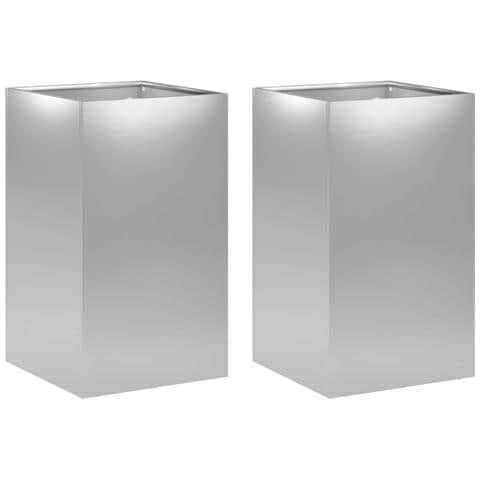 Vaso da giardino 2 pz Argento 40 x 40 x 50 cm Acciaio zincato - Foto 1
