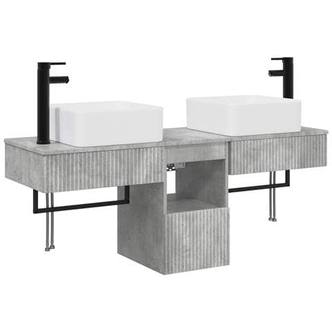 Set di mobili per il bagno 3 pz Grigio Cemento - Foto 1
