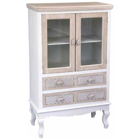 ARGONAUTA - Credenza Con Vetrina 4 Cassetti Anticata Shabby Cm 70 X ... ARGONAUTA - Credenza Con Vetrina 4 Cassetti Anticata Shabby Cm 70 X ...